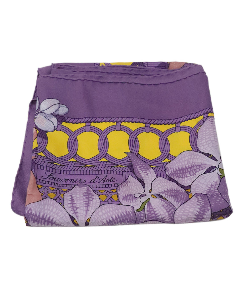 Hermes Souvenirs d'Asie Purple Silk Scarf 1