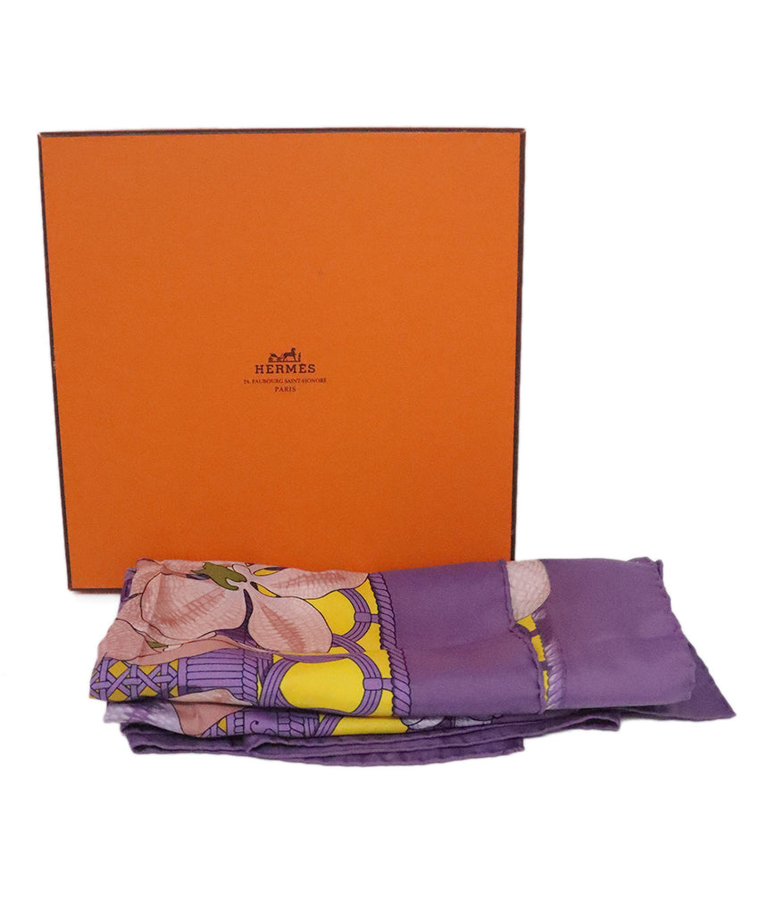 Hermes Souvenirs d'Asie Purple Silk Scarf 5