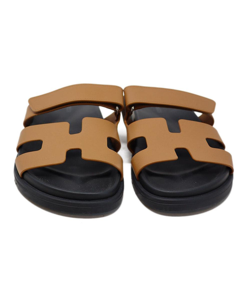 Hermes Tan Leather Chypre Sandals sz 7.5 - Michael's Consignment NYC