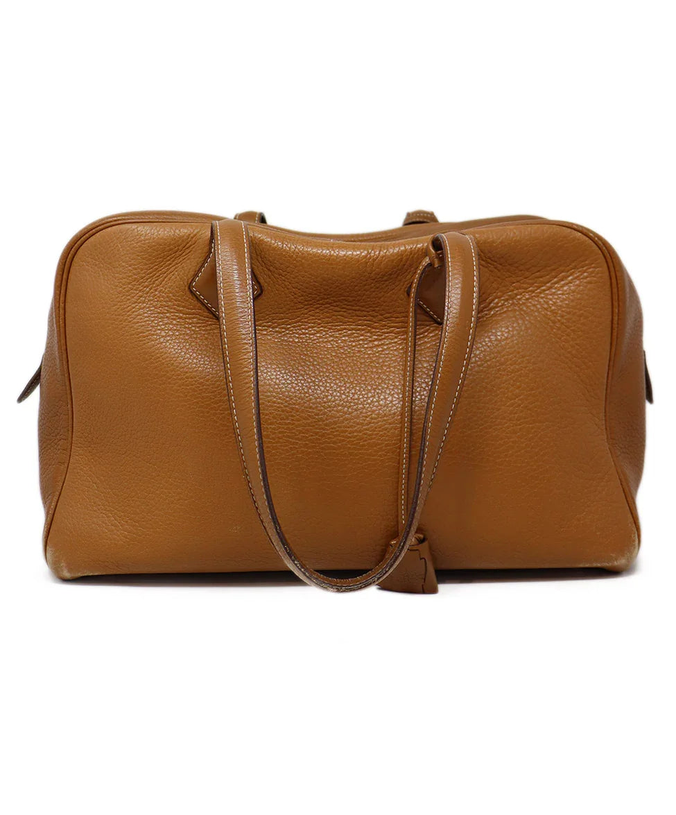 Hermes Tan Leather Victoria Shoulder Bag l Michael's Luxury