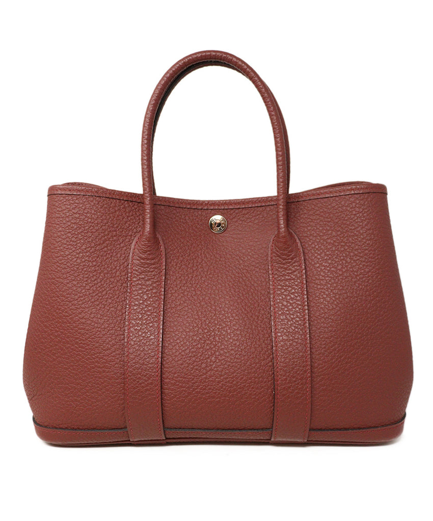 Hermes Burgundy Leather 30 CM Garden Party Tote 2