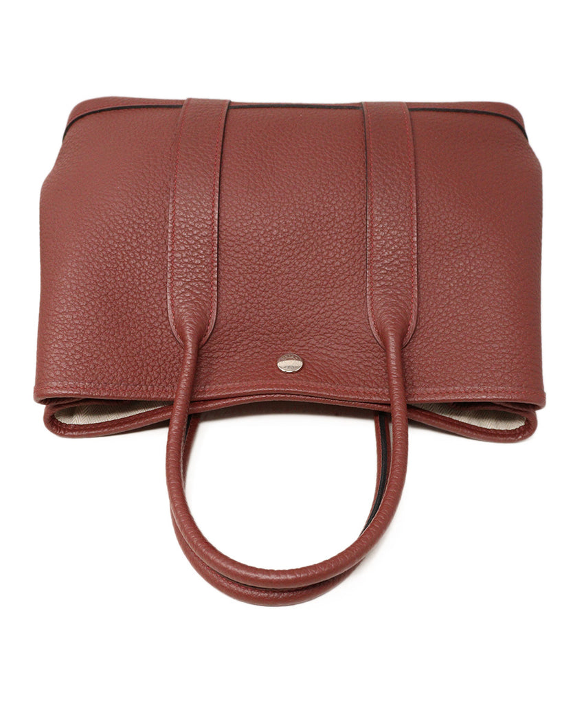 Hermes Burgundy Leather 30 CM Garden Party Tote 4
