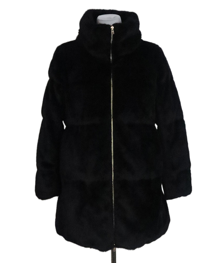 Herno Black Faux Fur Coat 