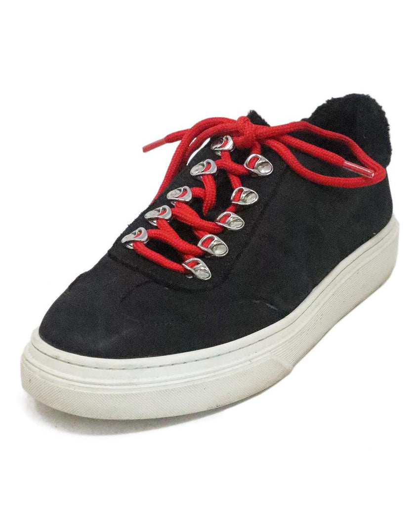 Sneakers Shoe Size US 7 Hogan Black Shearling Red Lace Shoes - Michael's Consignment NYC