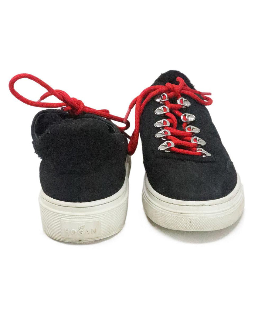 Sneakers Shoe Size US 7 Hogan Black Shearling Red Lace Shoes - Michael's Consignment NYC