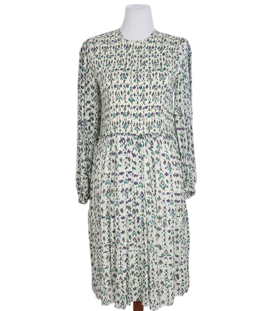 Isabel Marant Beige Olive & Purple Print Dress 