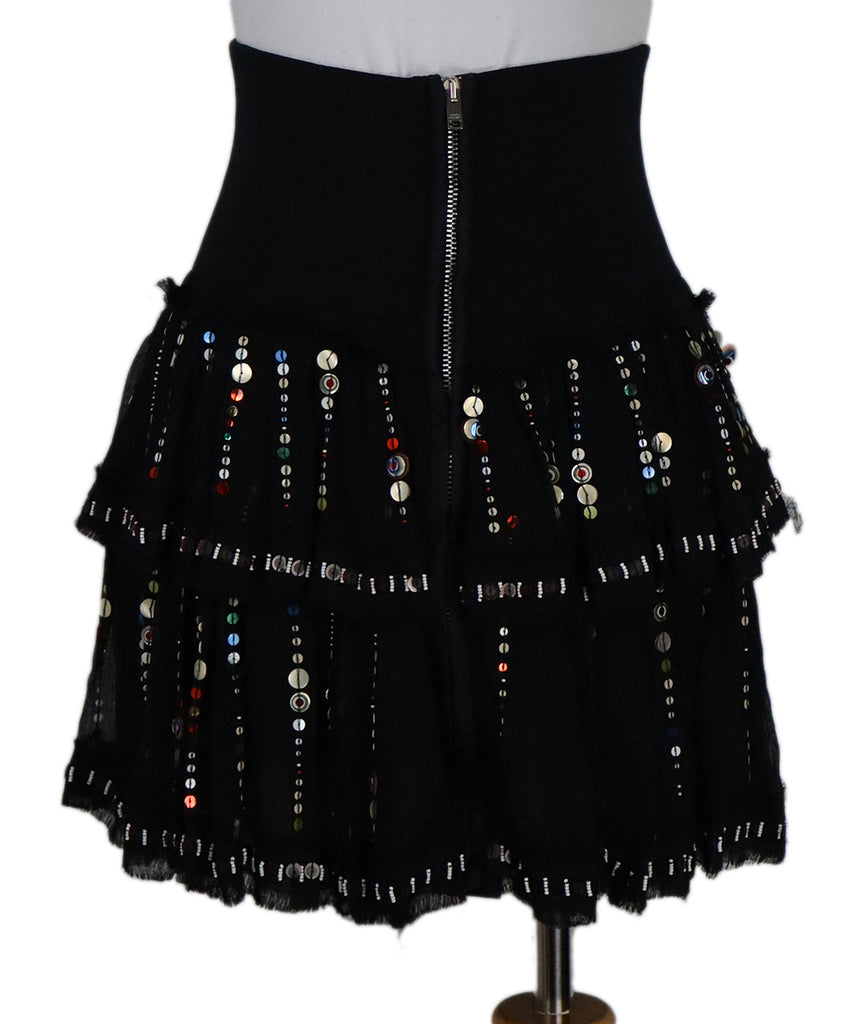 Isabel Marant Black Silk Sequin Skirt 