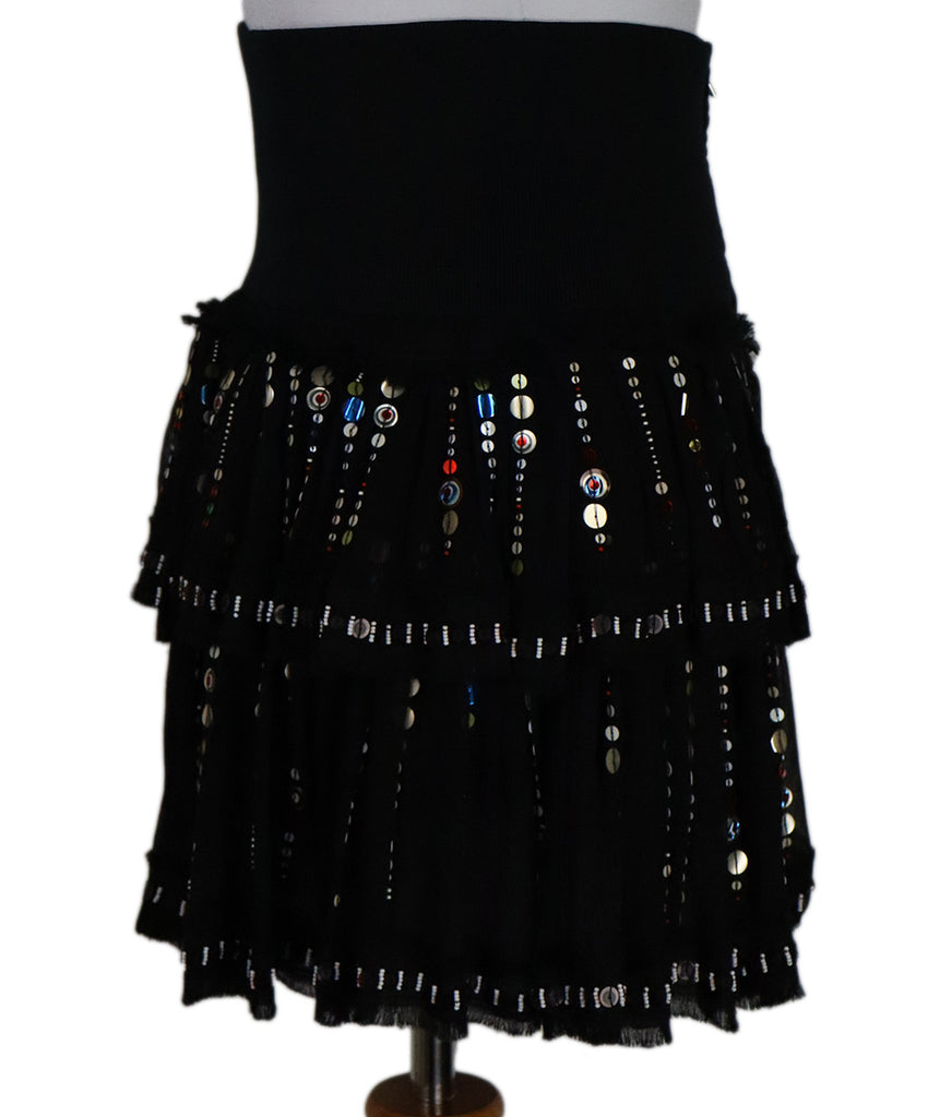 Isabel Marant Black Silk Sequin Skirt 1