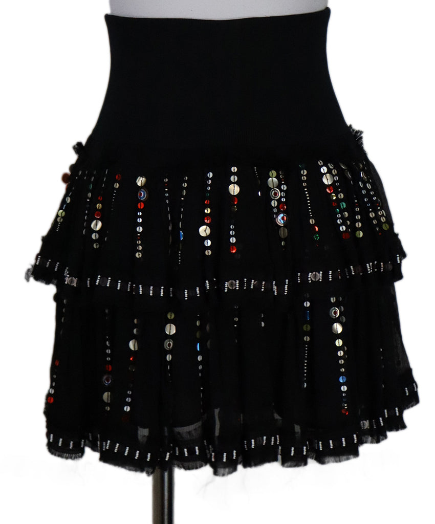Isabel Marant Black Silk Sequin Skirt 2