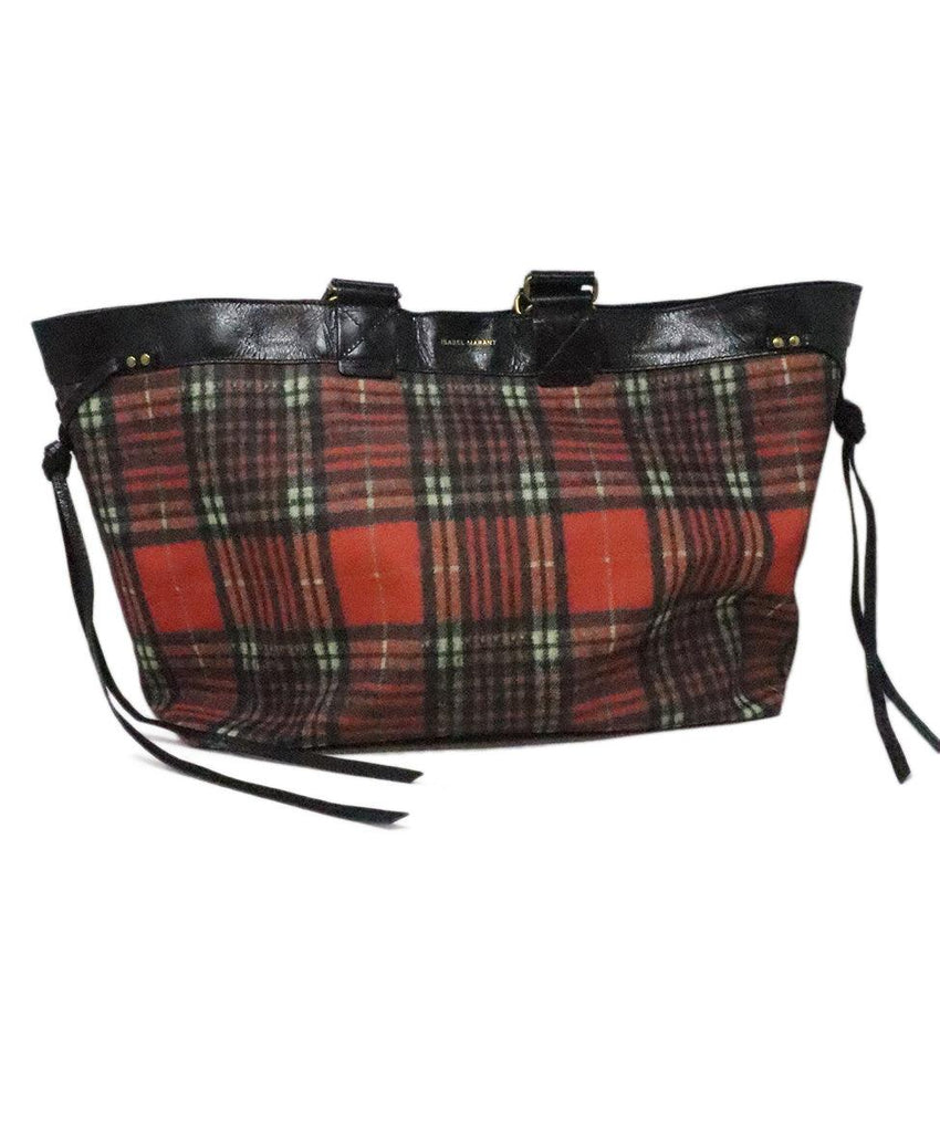 Isabel Marant Red & Black Plaid Leather Tote - Michael's Consignment NYC