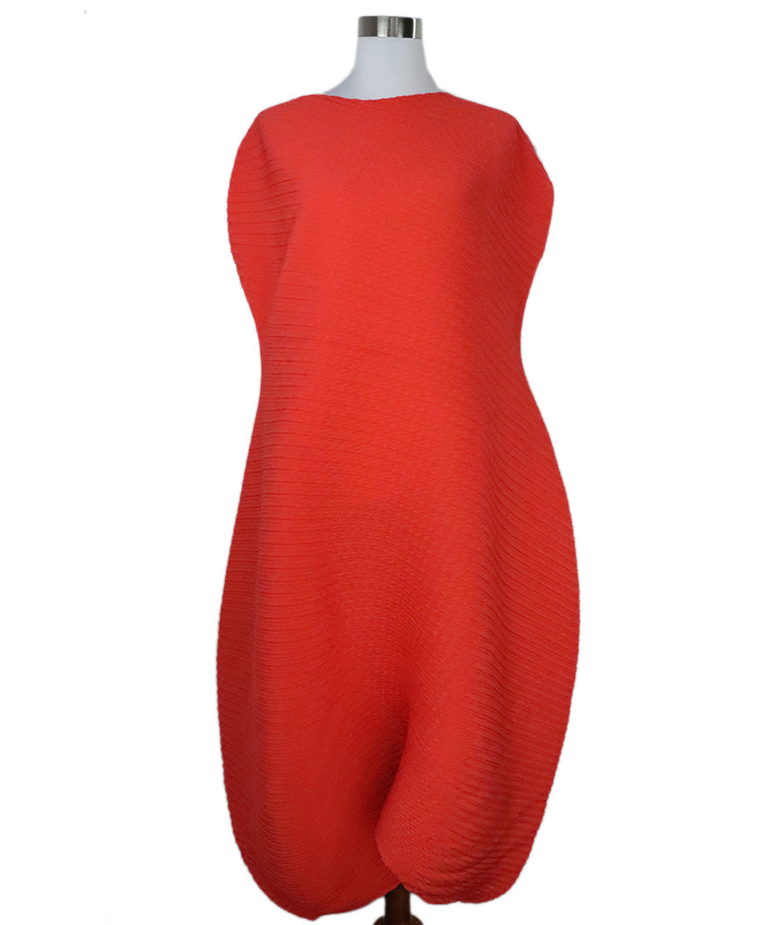 Issey Miyake Coral Pleated Dress 