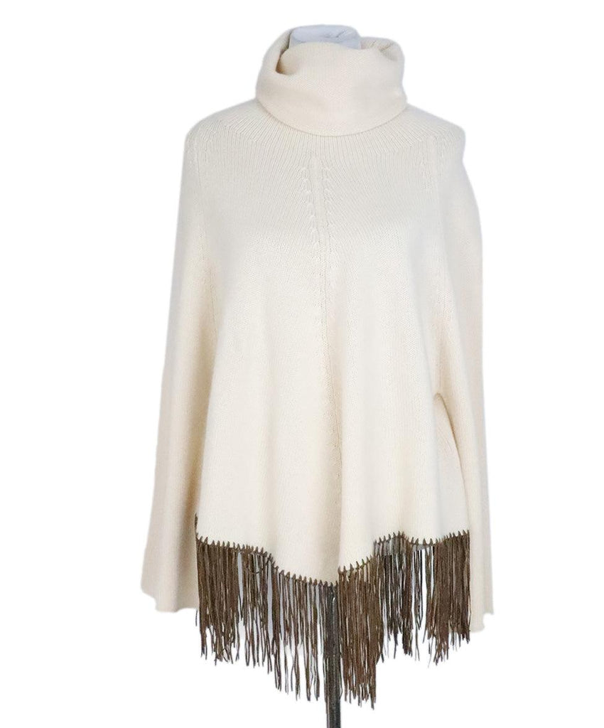 Ivory Cashmere Fringe Poncho sz 6 - Michael's Consignment NYC