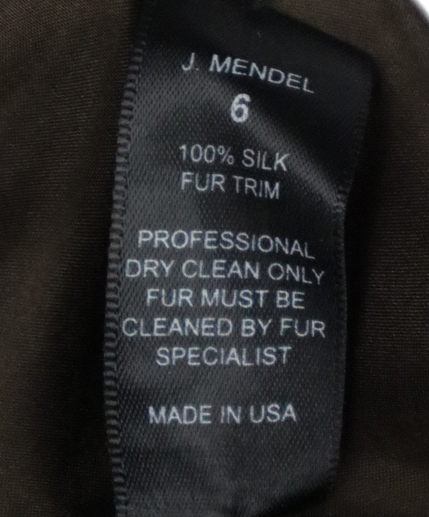J. Mendel Brown Satin Sable Trim Dress 4