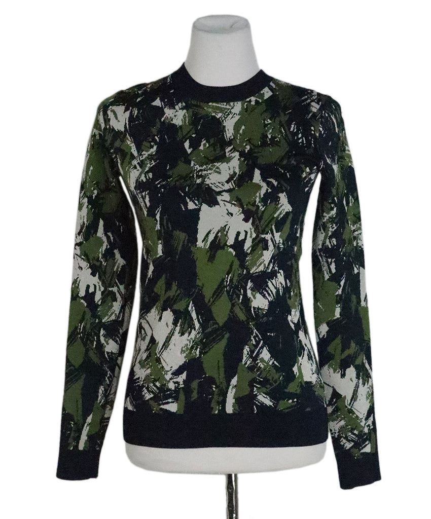 Jason Wu Olive & Navy Print Sweater 