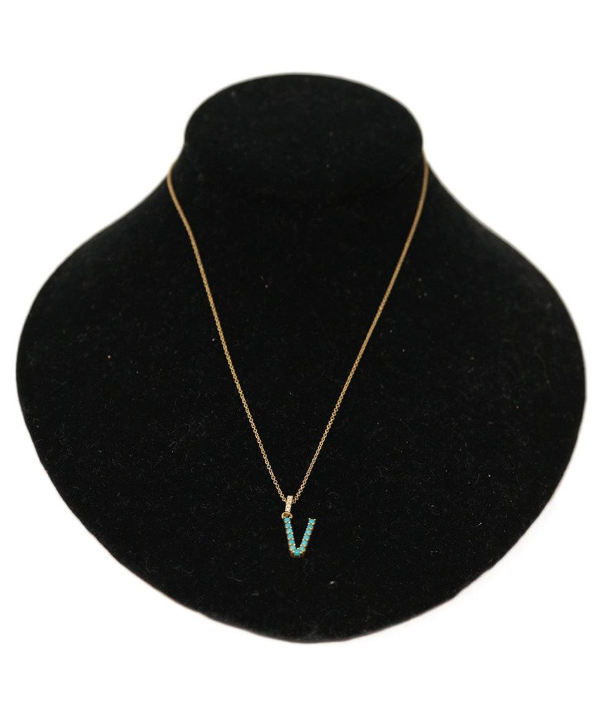 Jennifer Meyer 18K Gold & Turquoise Diamond Necklace 