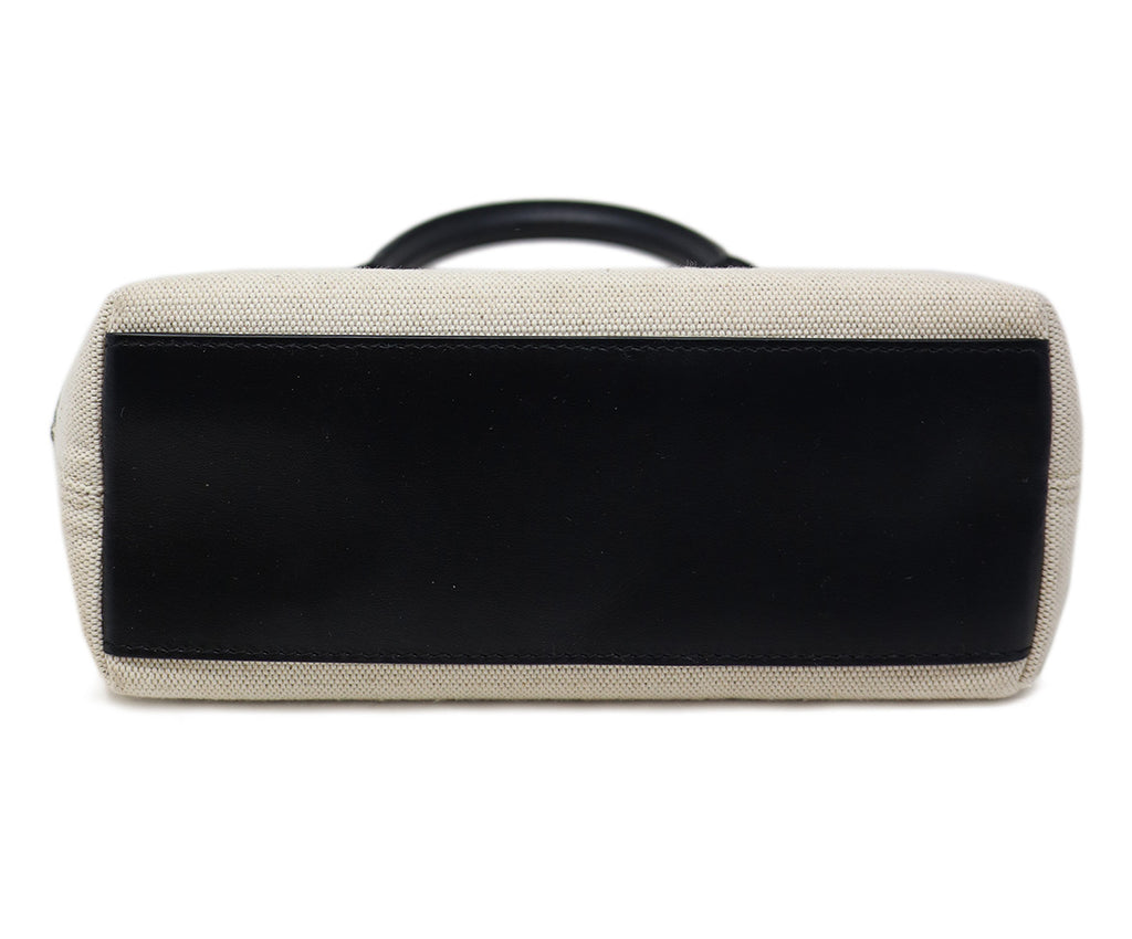Jil Sander Beige Canvas & Black Leather Handbag 3