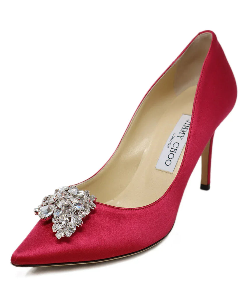 Jimmy Choo Fuchsia Satin Rhinestone Heels sz 7.5 - Michael's Consignment NYC