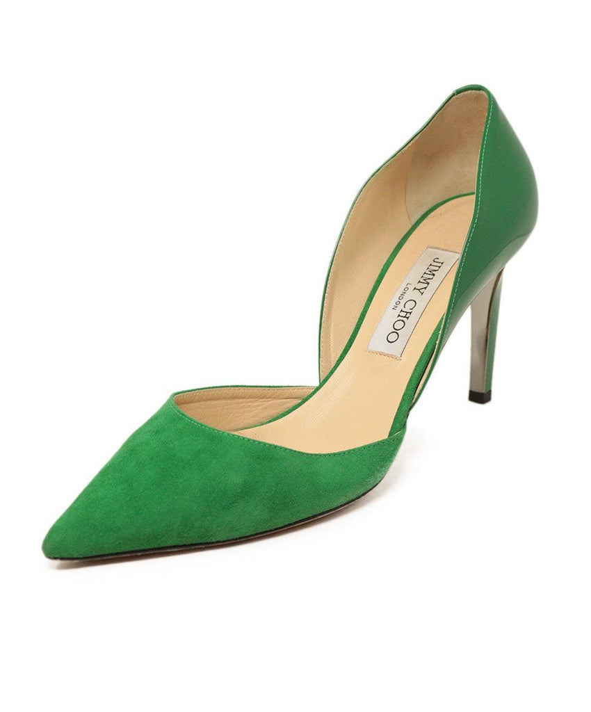 Jimmy Choo Green Leather & Suede Heels sz 9.5 - Michael's Consignment NYC