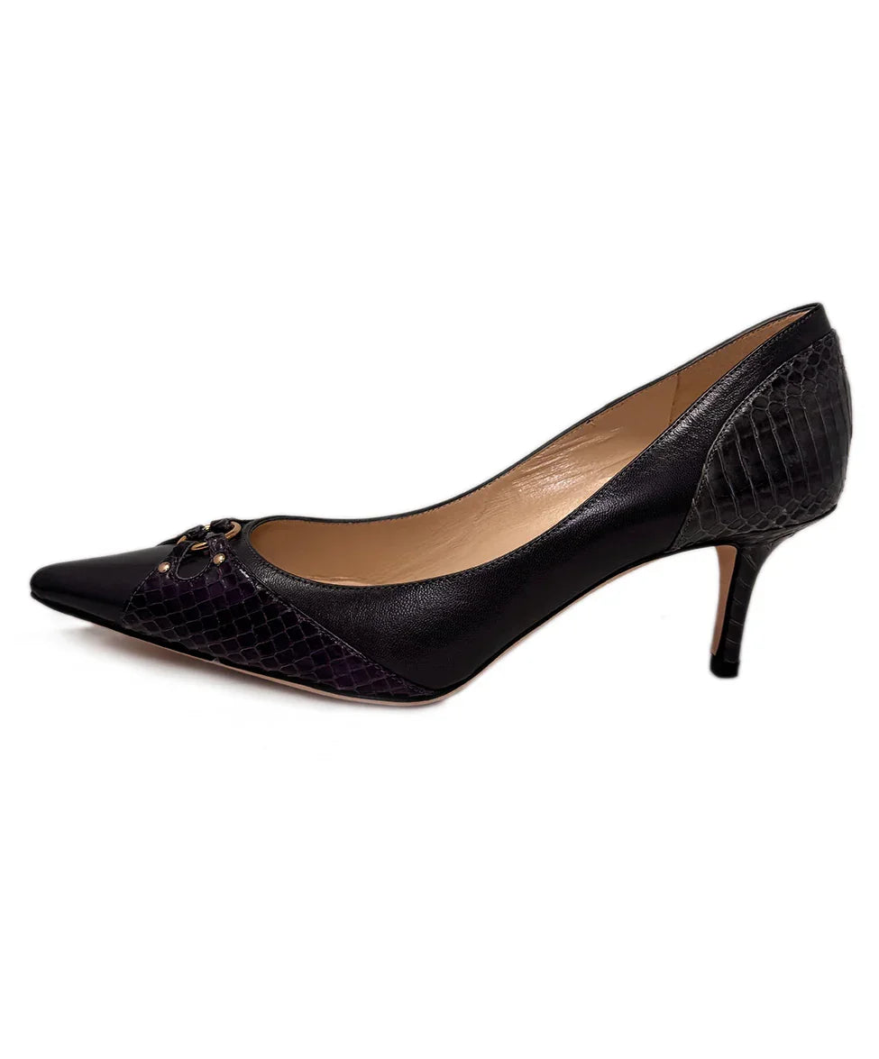 Jimmy Choo Purple Leather Snakeskin Shoes sz37.5 l Michael's