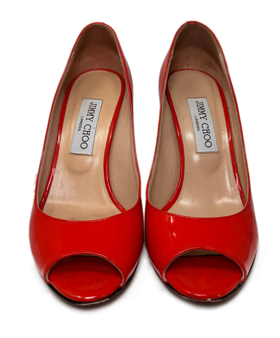 Jimmy Choo Orange Patent Leather Wedges sz36 l Michael's Luxury Jimmy Choo Orange Patent Leather Wedges sz36 l Michael's Luxury