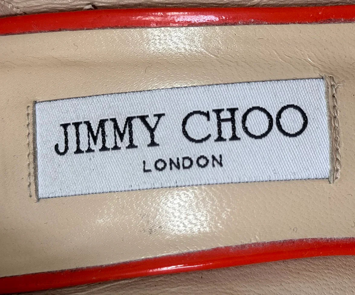 家具 JIMMY CHOO 36 Jimmy Choo Orange Patent Leather Wedges sz36 l Michael's Luxury