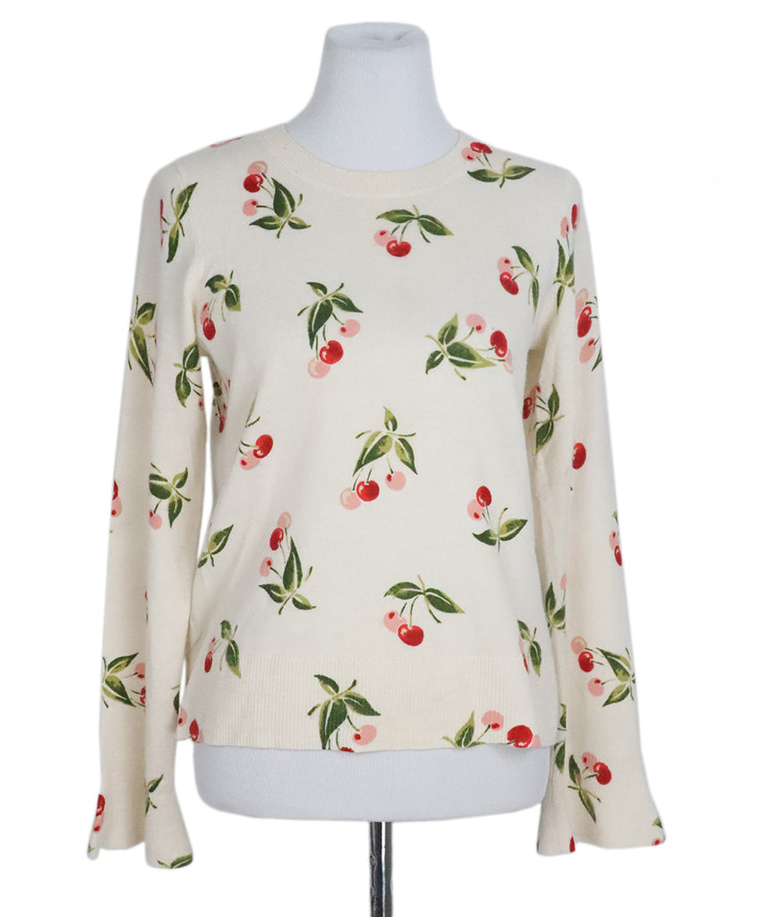 Joie Ivory Cherry Print Cashmere Sweater 