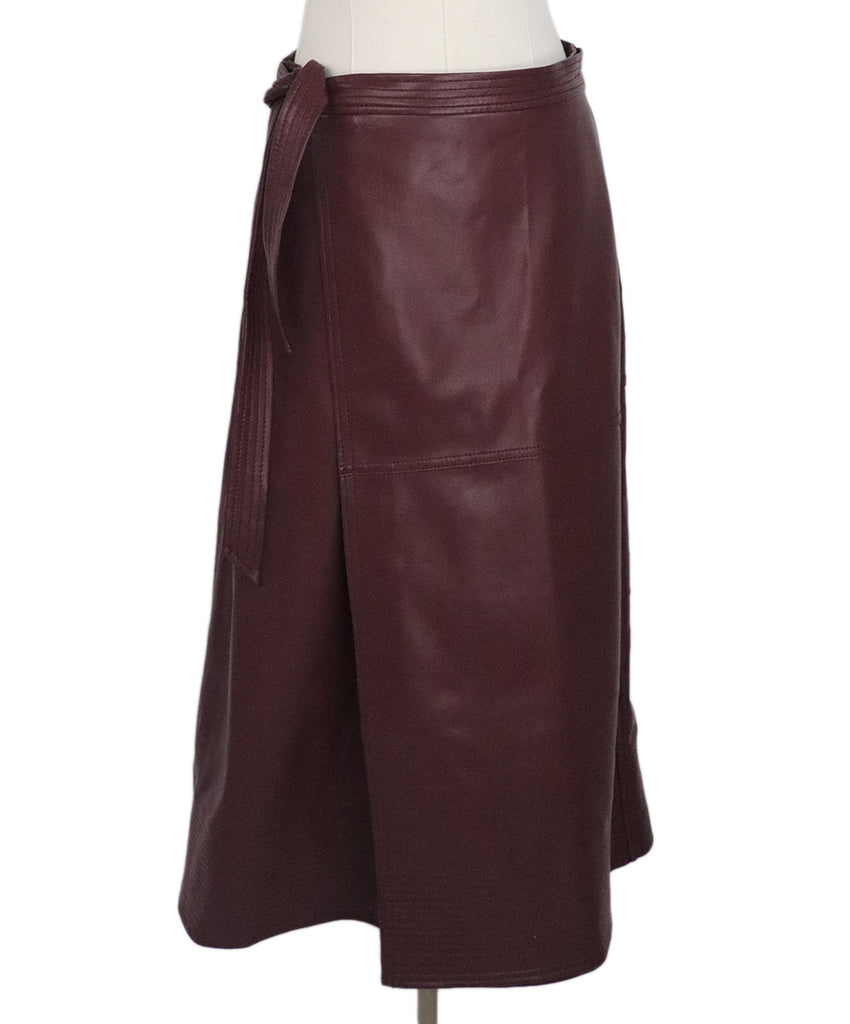 Jonathan Simkhai Burgundy Faux Leather Skirt 