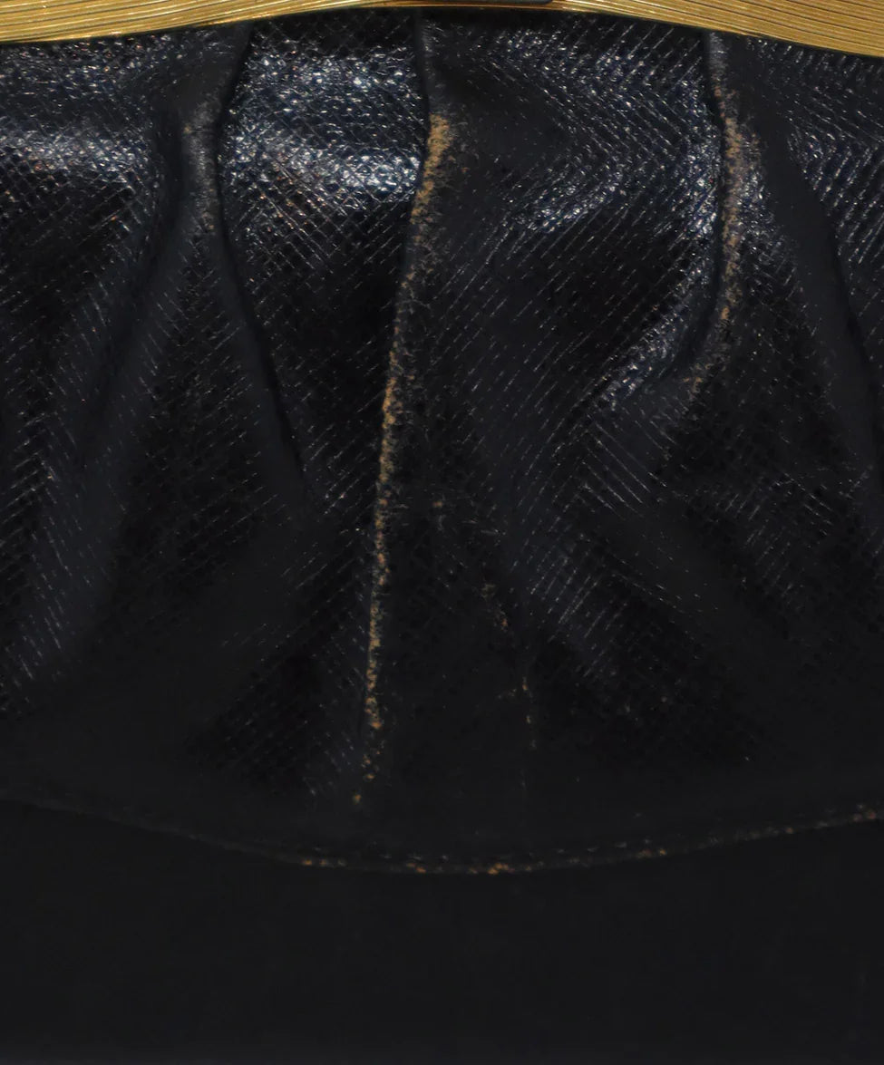 Judith Leiber Vintage Black Leather Clutch l Michael's Luxury