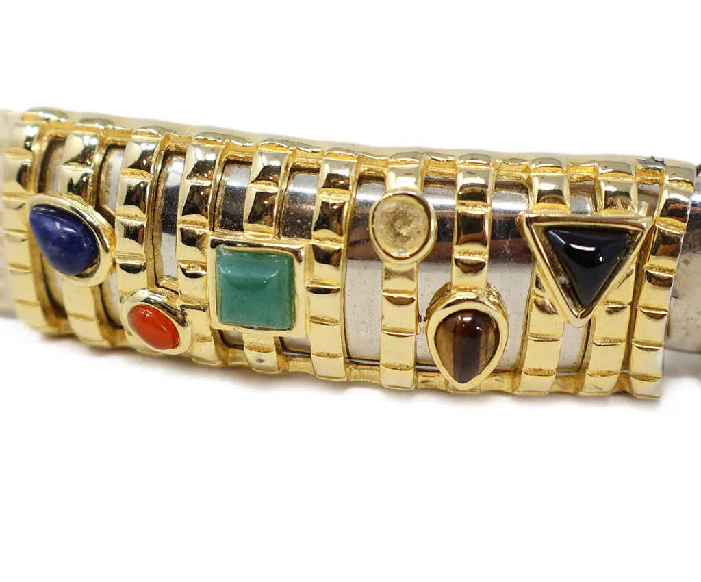 Judith Leiber Vintage Cream Leather & Stone Belt - Michael's Consignment NYC