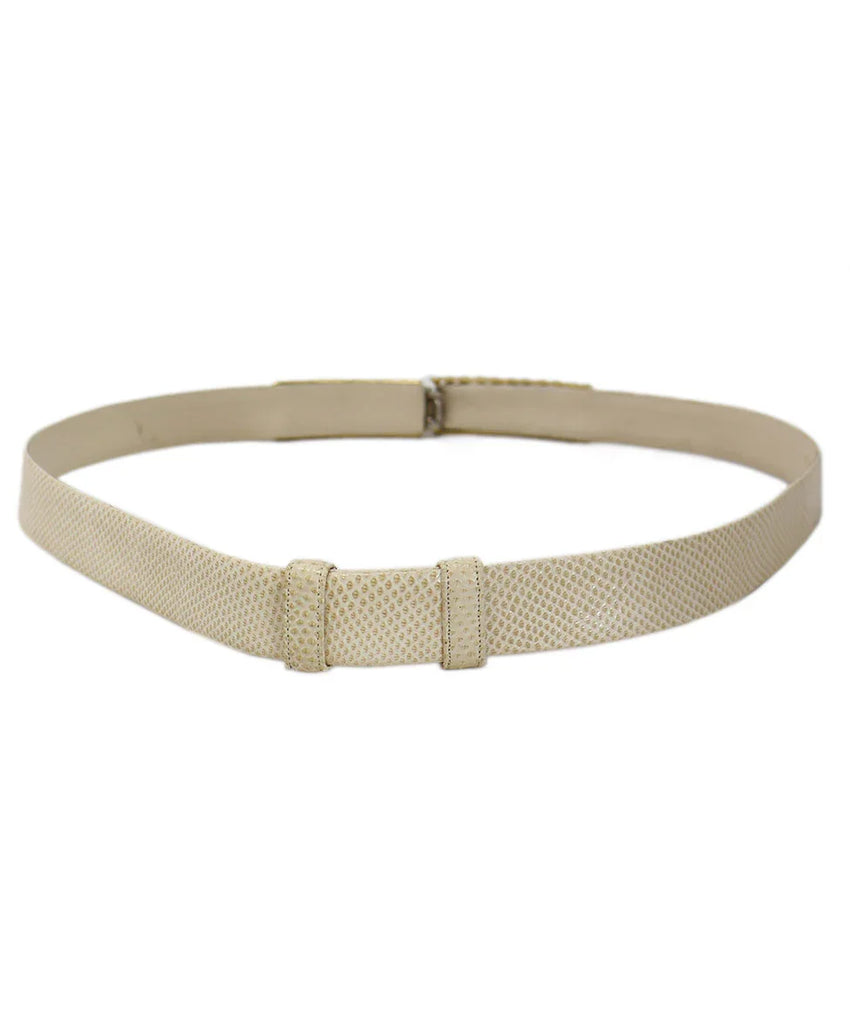 Judith Leiber Vintage Cream Leather & Stone Belt - Michael's Consignment NYC