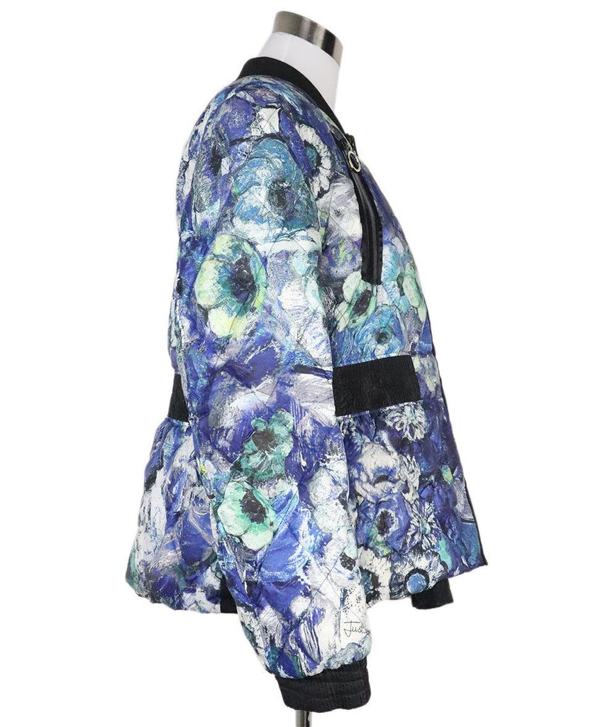 Justcavalli Blue & Green Print Quilted Jacket 1
