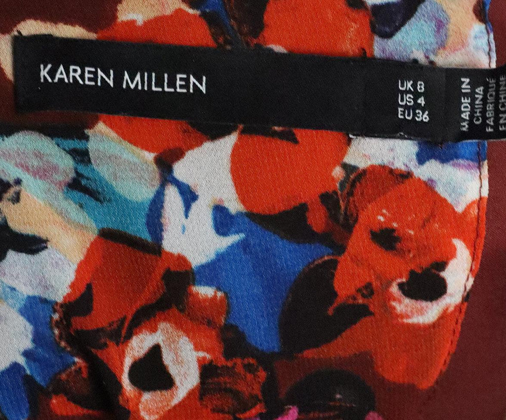 Karen Millen Burgundy & Blue Floral Dress sz 4 - Michael's Consignment NYC