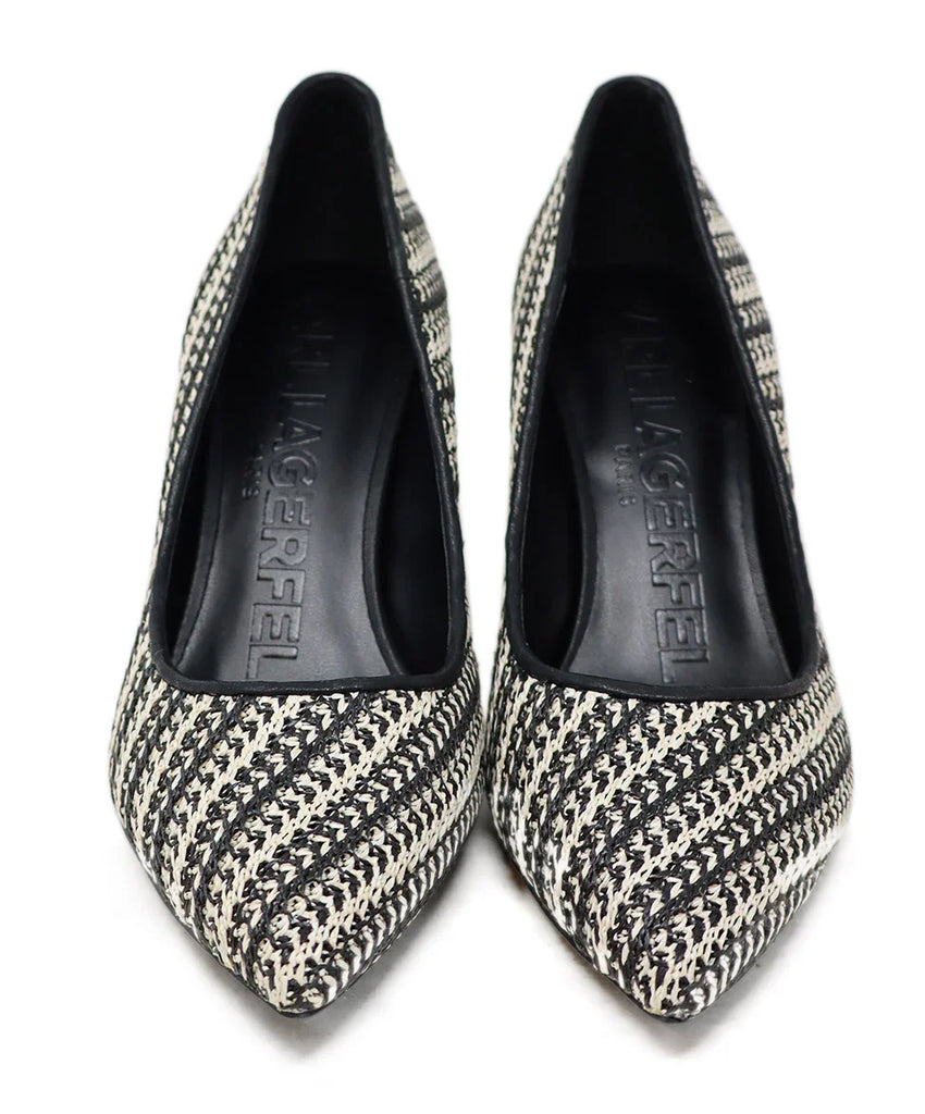 Karl Lagerfeld B&W Woven Heels sz 7.5 - Michael's Consignment NYC
