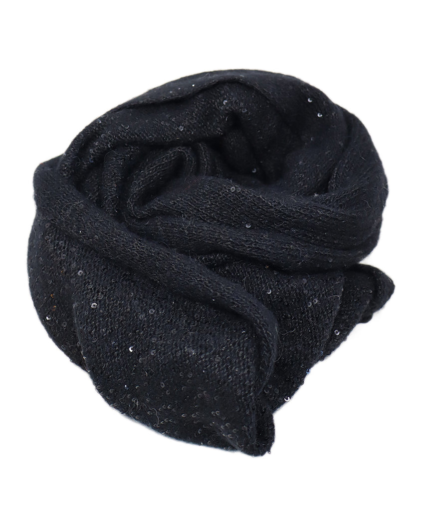 Kate Spade Black Sequin Knit Shawl 