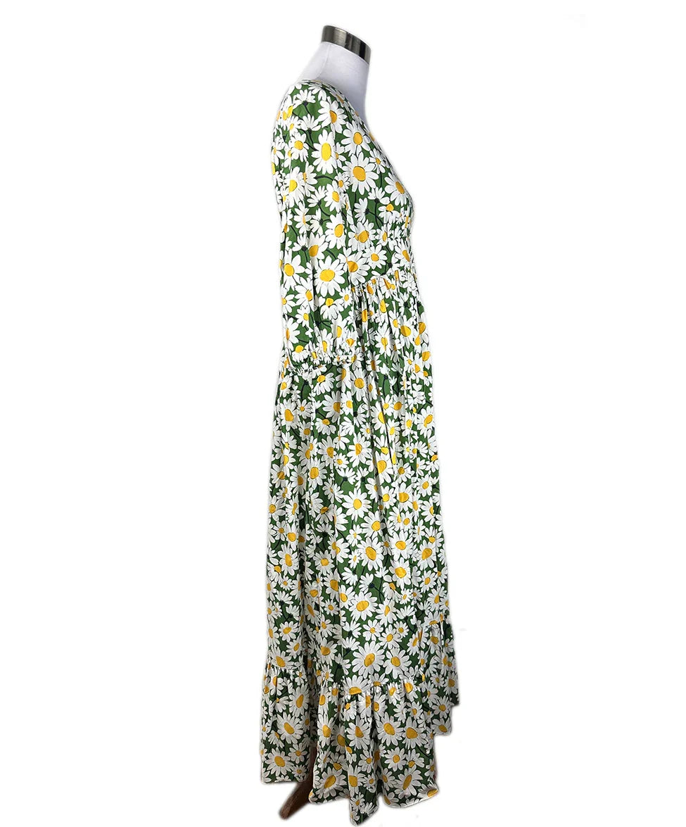 Kate Spade Green Daisy Floral Print Cotton Maxi Dress sz 8 l Michael's  Luxury Consignment – Michael's Consignment NYC