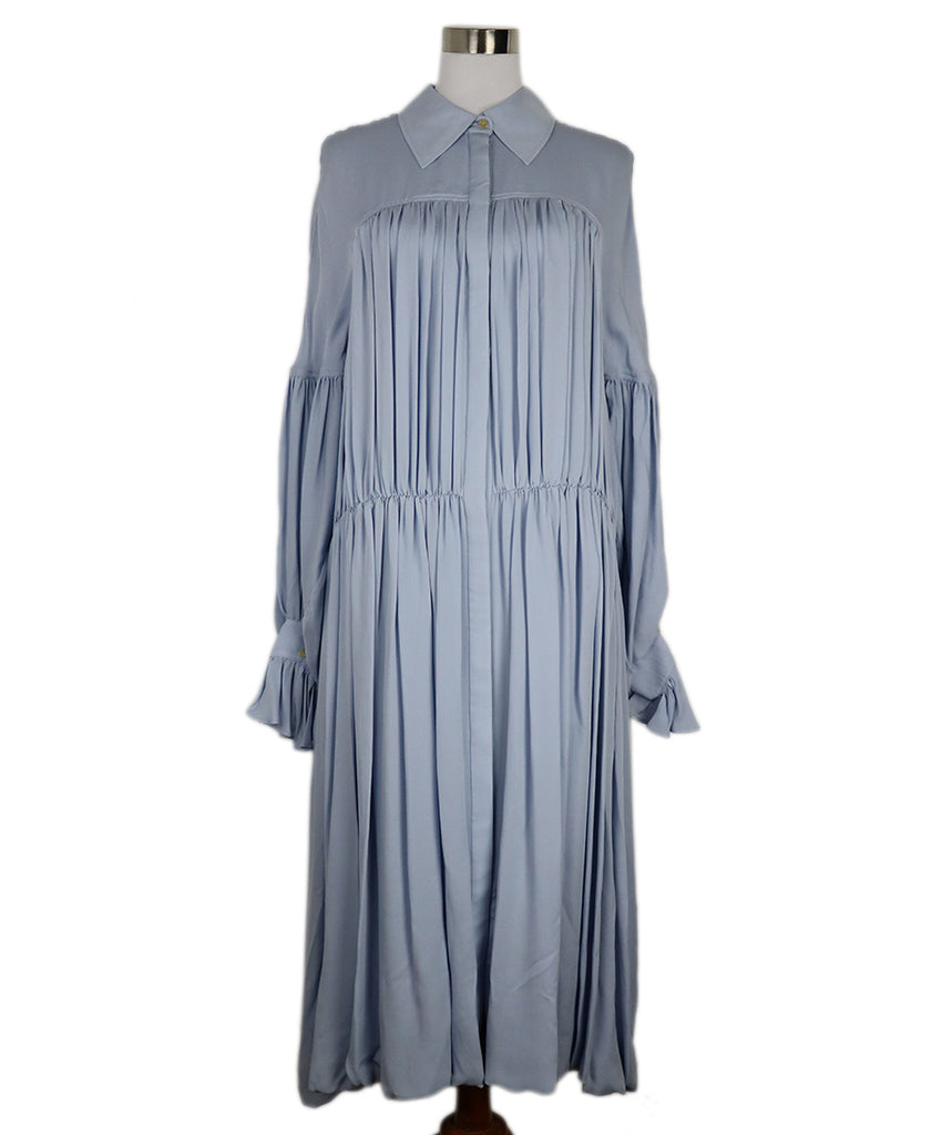 Khaite Long Periwinkle Pleated Silk Dress 
