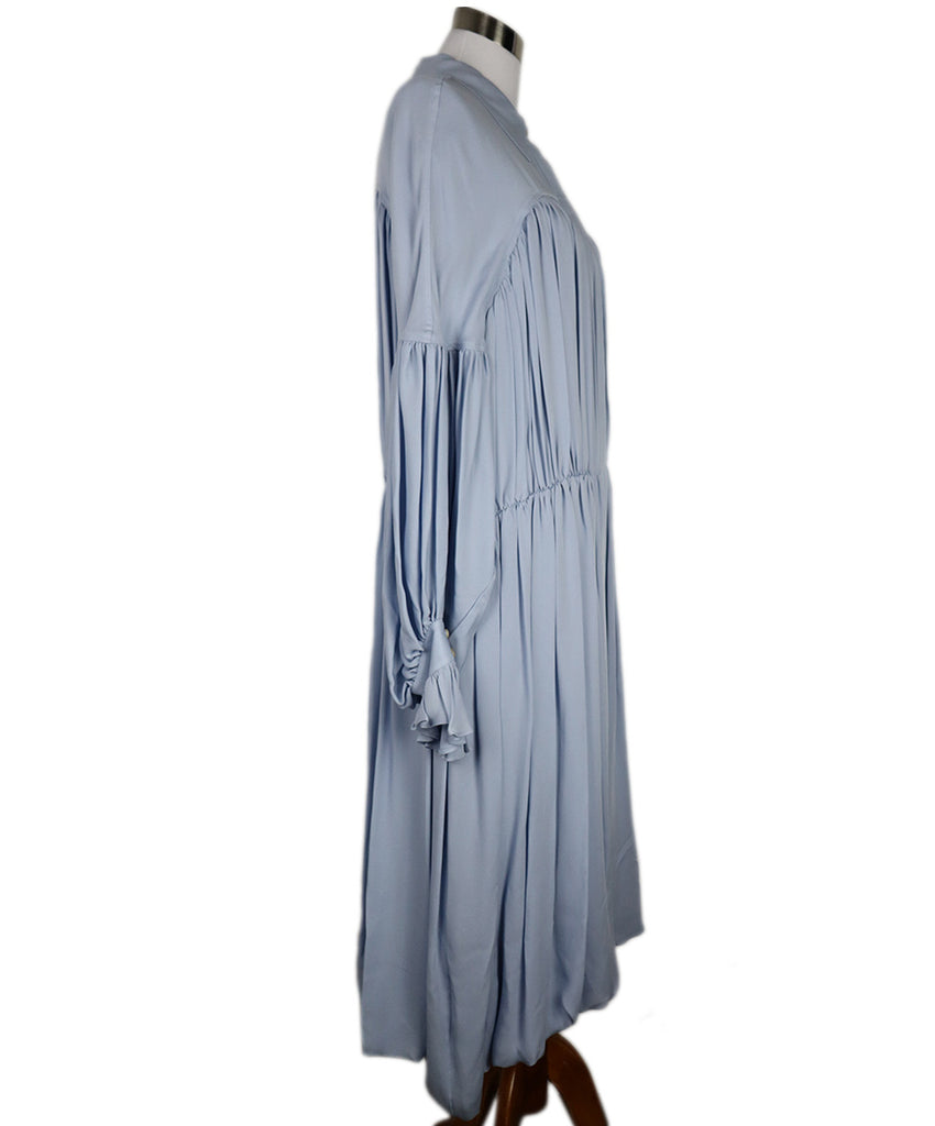 Khaite Long Periwinkle Pleated Silk Dress 1