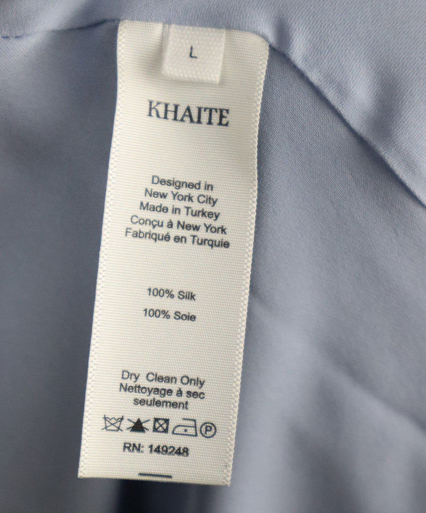 Khaite Long Periwinkle Pleated Silk Dress 4