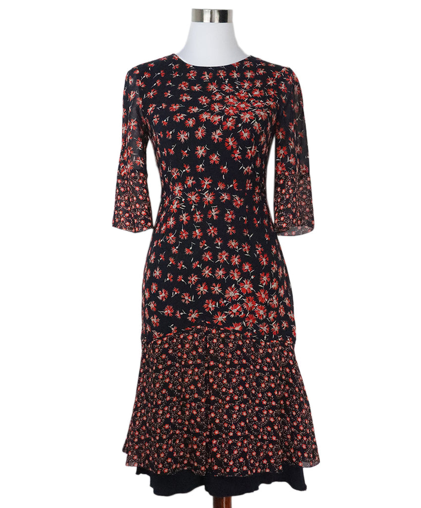 L.K Bennett Navy & Red Print Dress 
