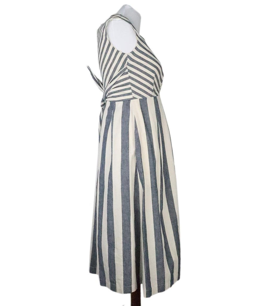 Lafayette Blue & Cream Striped Linen Dress 1