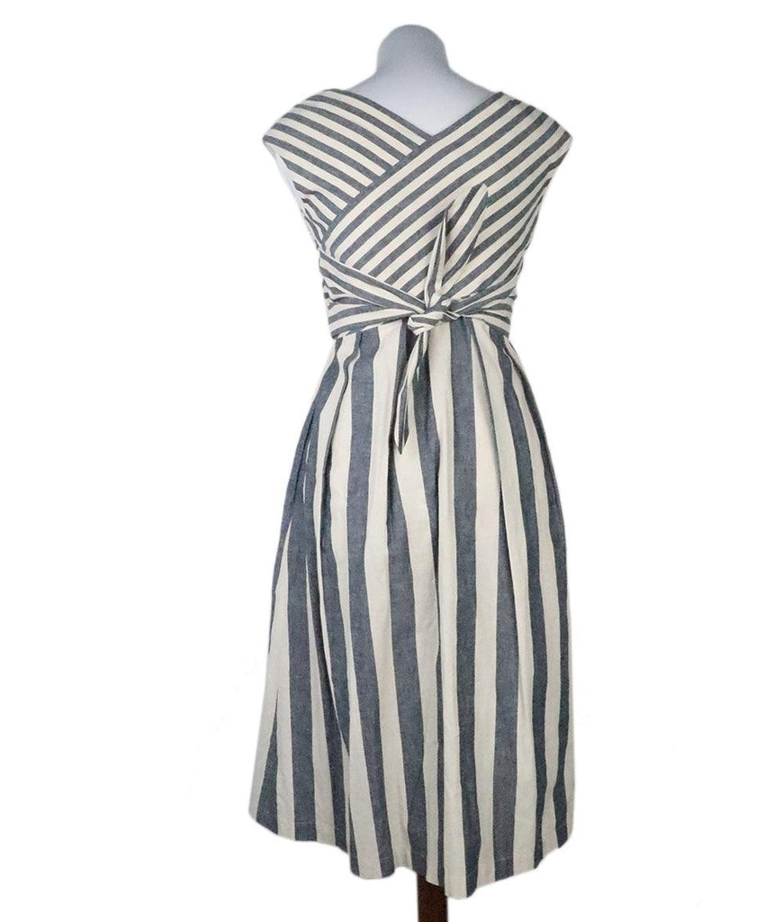 Lafayette Blue & Cream Striped Linen Dress 2