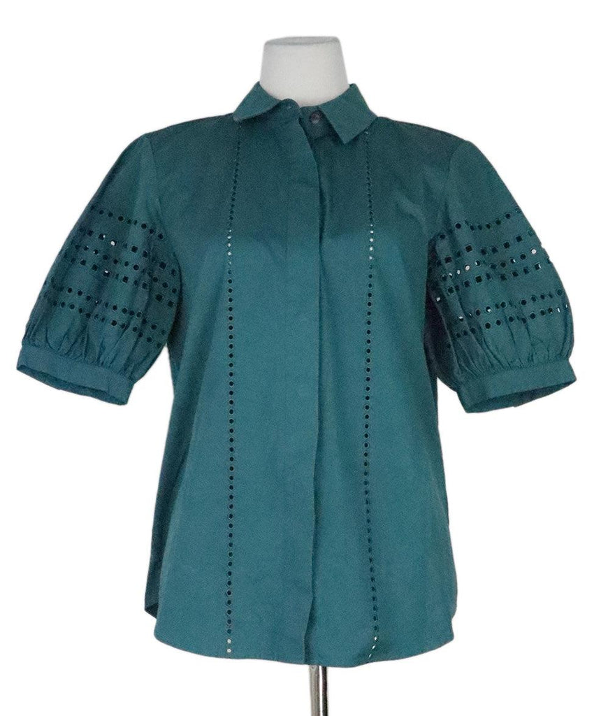 Lafayette Green Cutwork Top sz 10 - Michael's Consignment NYC