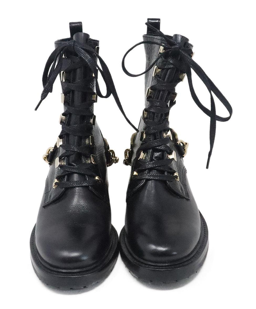 Lanvin Black Leather Boots w/ Gold Details sz 8.5 - Michael's Consignment NYC