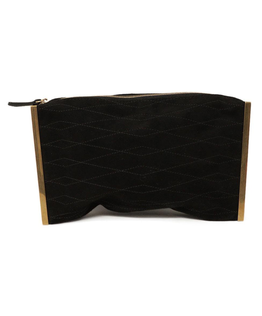 Lanvin Gold & Black Suede Clutch - Michael's Consignment NYC