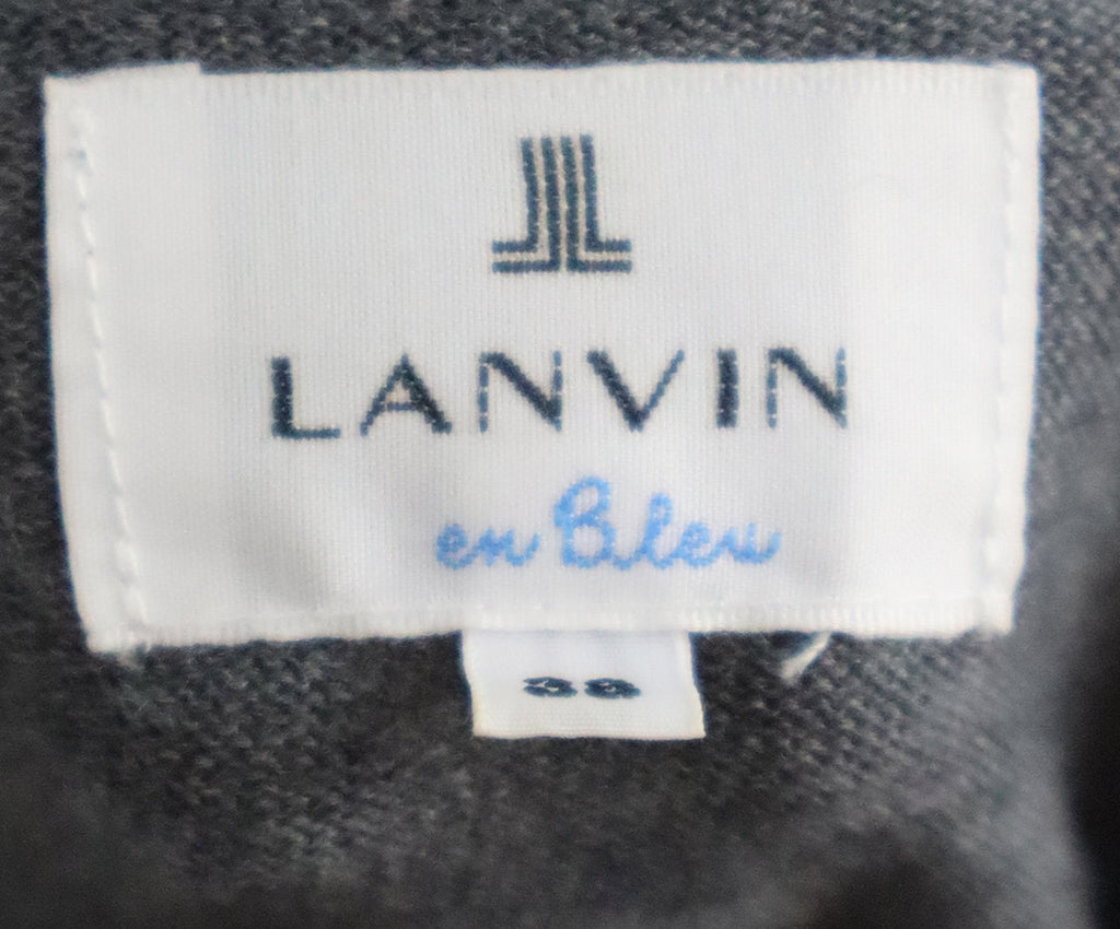 Lanvin Grey Wool & Black Faille Beaded Sweater 3