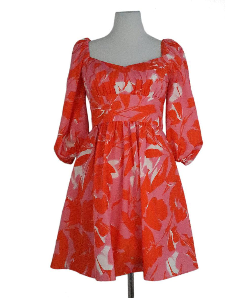Lhuillier Orange & Pink Print Dress sz 2 - Michael's Consignment NYC
