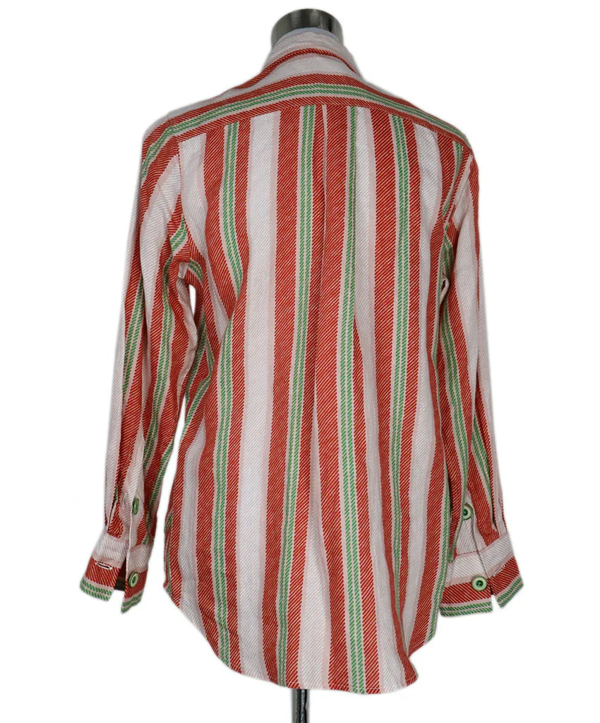 Libertine Pink & Green Striped Linen Shirt 2