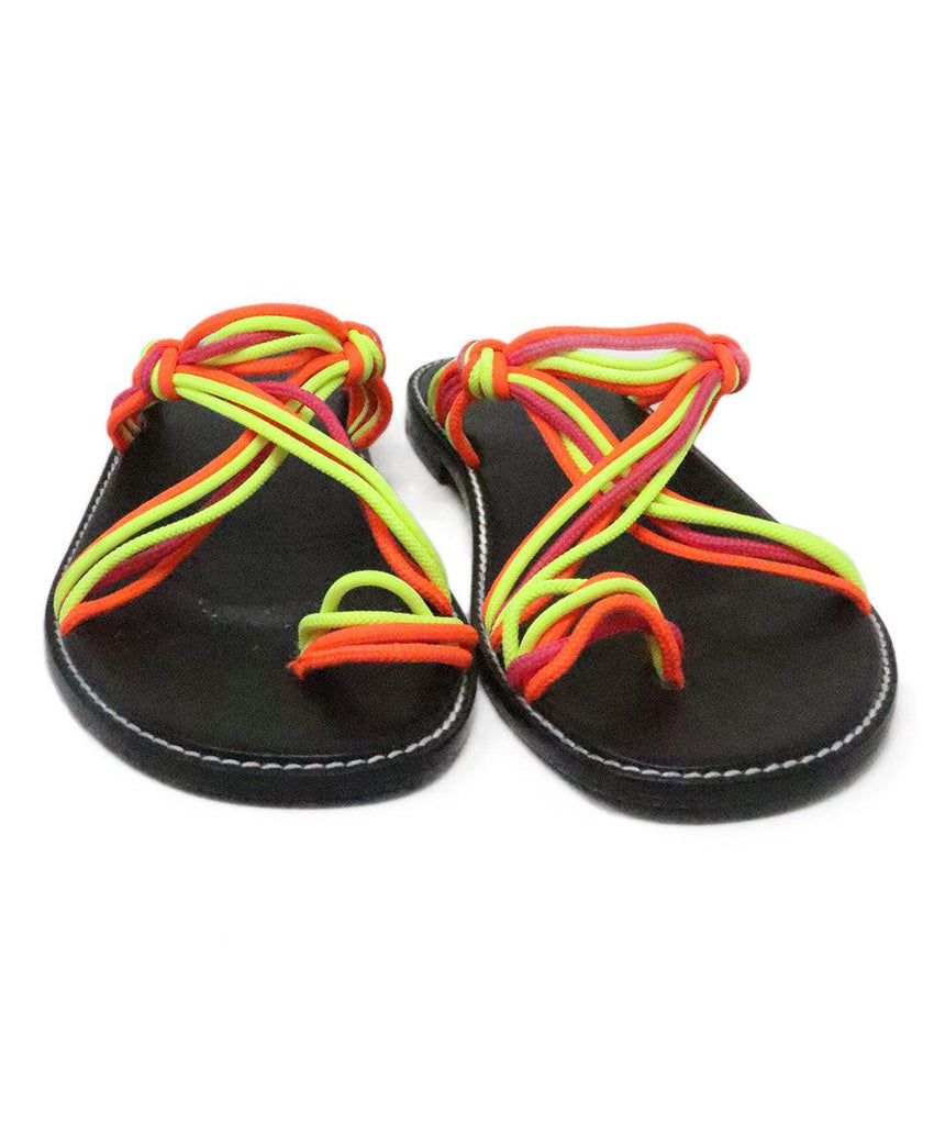 Loewe Black & Neon String Sandals sz 11 - Michael's Consignment NYC