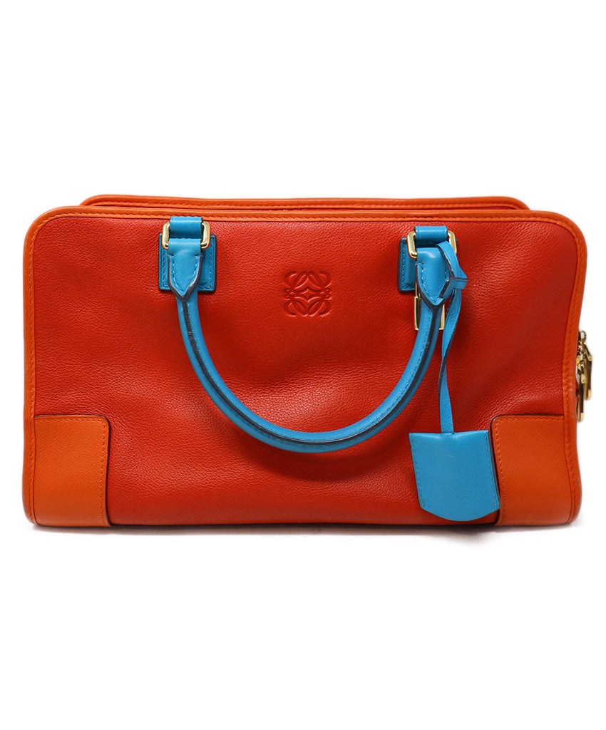 Loewe Red Orange & Blue Leather Amazona Tote 
