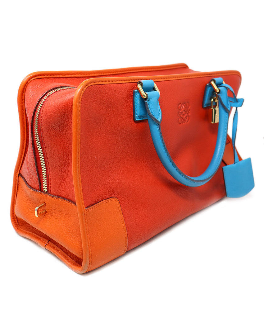 Loewe Red Orange & Blue Leather Amazona Tote 1